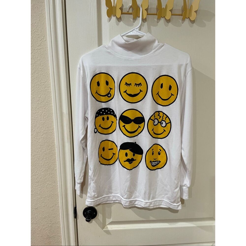 Vintage Gitano Pullover Mock Turtleneck Smiley Face long sleeve tee